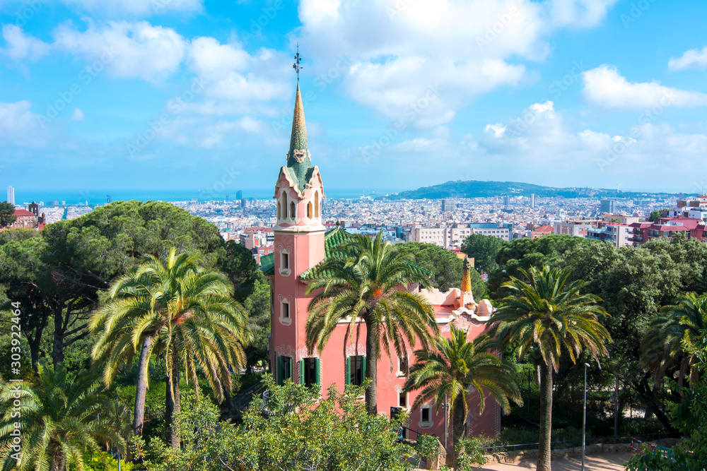 Gaudi House Museum in Guell park, Barcelona, Spain Gaudi House Museum in Guell park, Barcelona, Spain