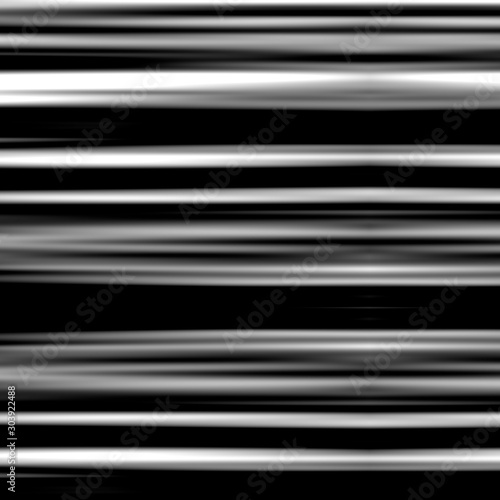 Abstract different white horizontal lines isolated on black background. Print. Frozed blurred motion of bright stripes concept of real TV noise. photo