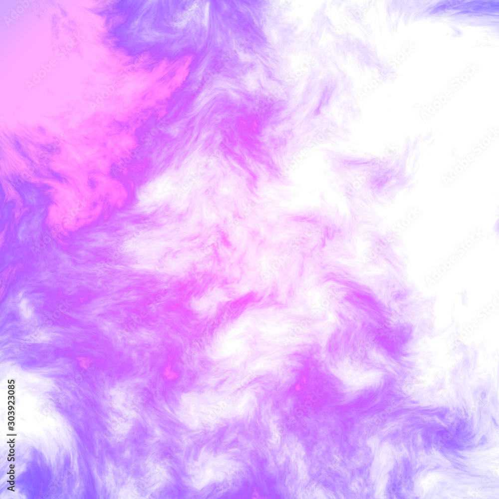 Acrylic colors in water. Print. Abstract white smoke isolated on purple background.