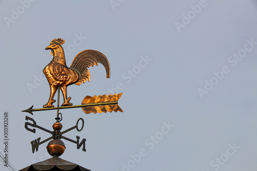 Bilde på lerret Nice weathercock on a roof with blue sky background