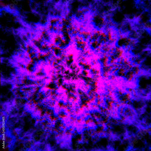 Abstract image of colored smoke on a black background. Print. Mix of two plastic purple and dark materials, diffusion concept.