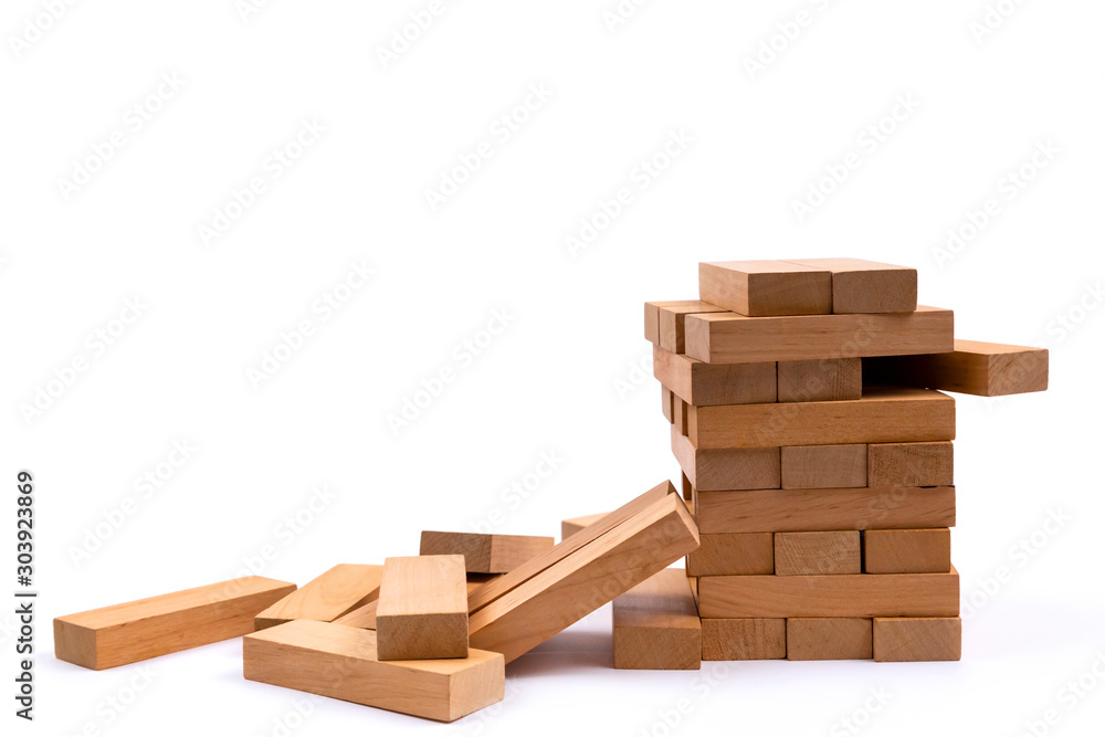 Close up blocks wood game isolated on white background Close up blocks wood game isolated on white background