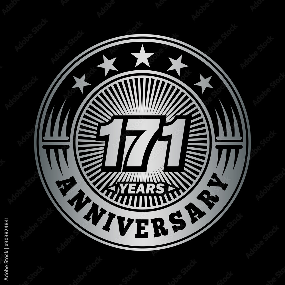 171 years anniversary celebration logo design. Vector and illustration.