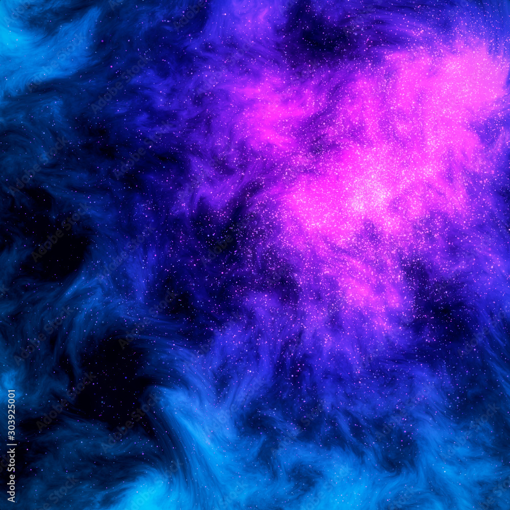 Purple starfall in a far galaxy. Print. Mystic endless galaxy texture on a  colored background. Stock Illustration