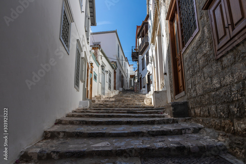 Traditional buildings and streets in Hydra Island