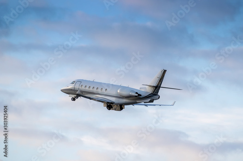 Business jet takeoff