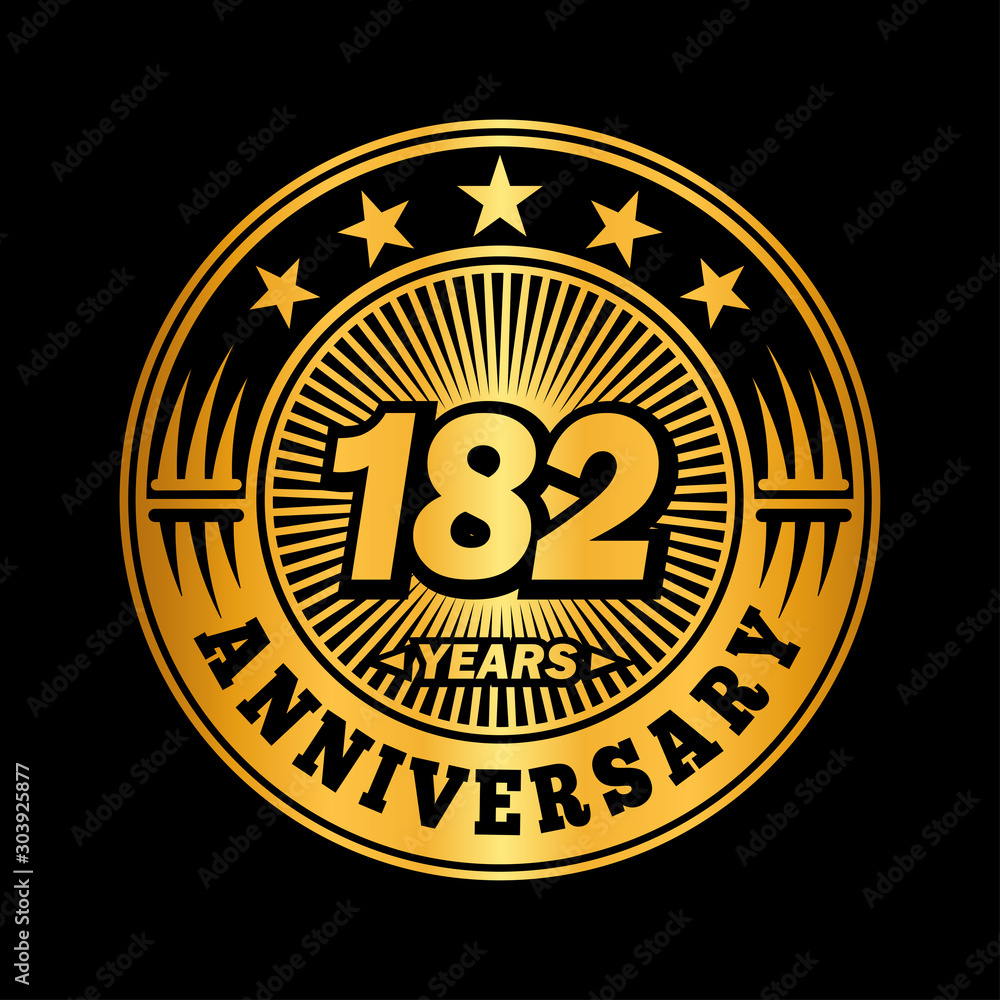 182 years anniversary celebration logo design. Vector and illustration.