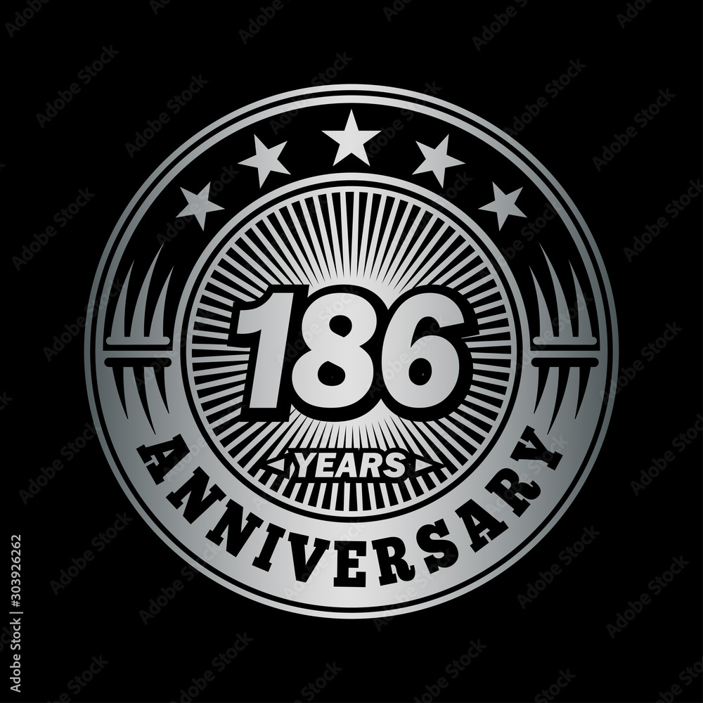 186 years anniversary celebration logo design. Vector and illustration. 186 years anniversary celebration logo design. Vector and illustration.