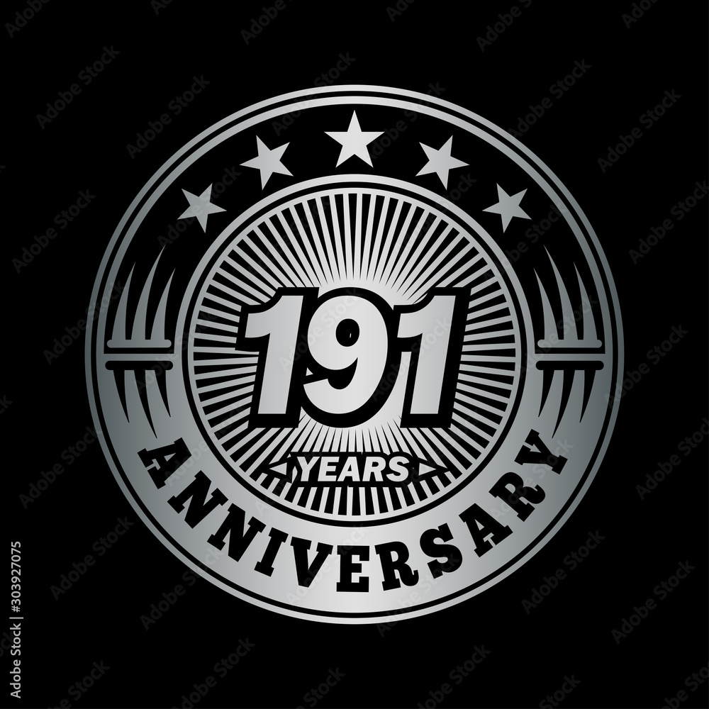 191 years anniversary celebration logo design. Vector and illustration.