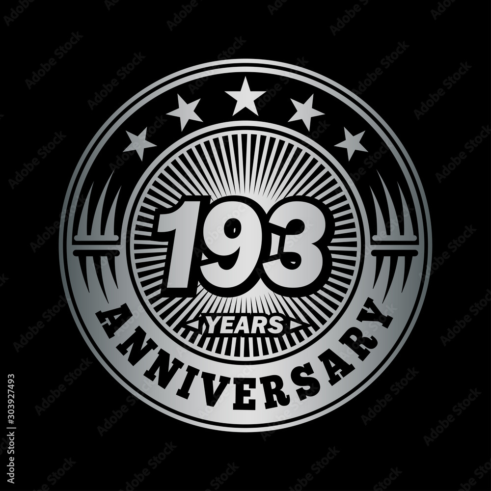 193 years anniversary celebration logo design. Vector and illustration.