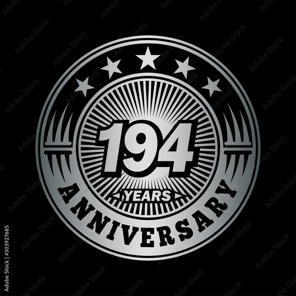 194 years anniversary celebration logo design. Vector and illustration.