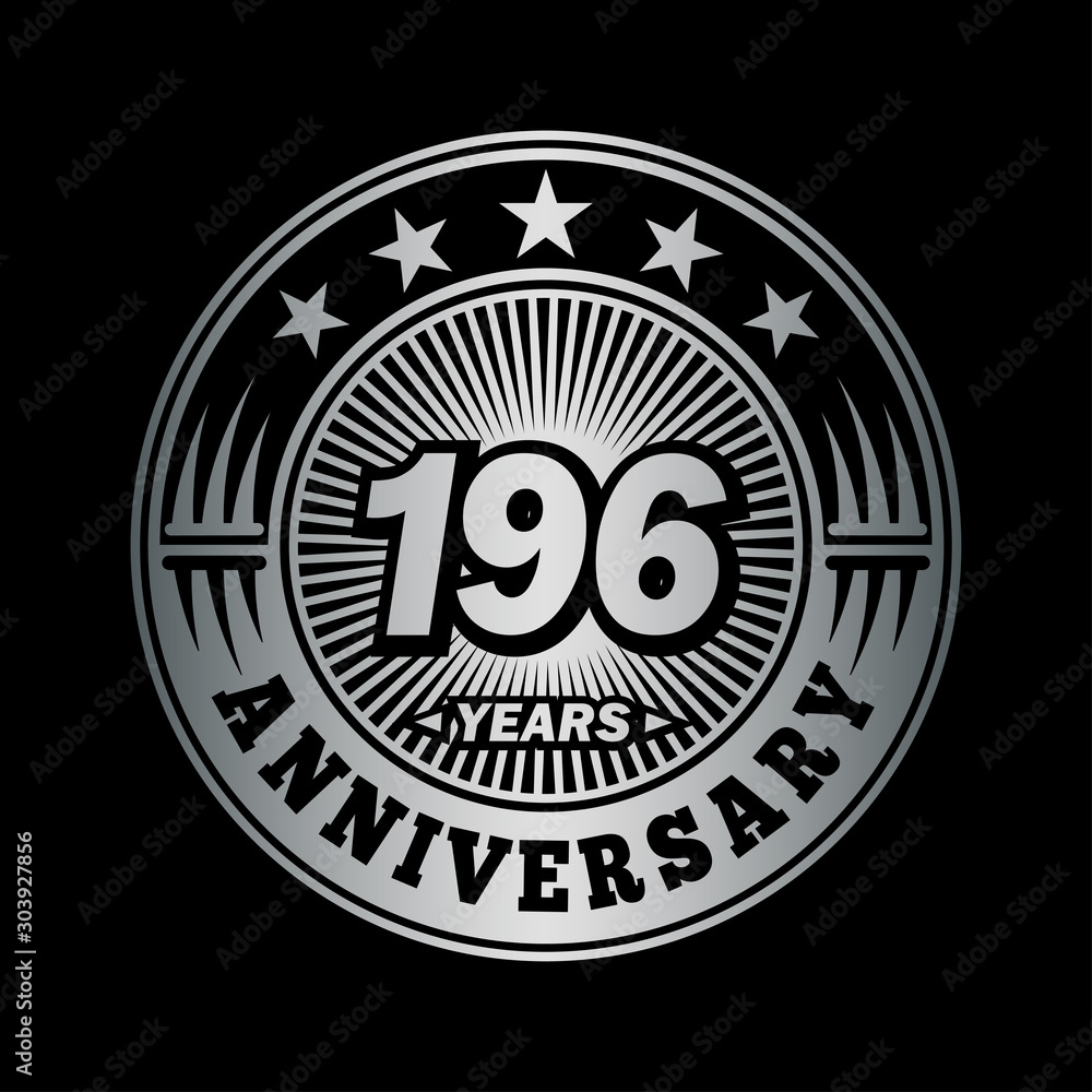 196 years anniversary celebration logo design. Vector and illustration.