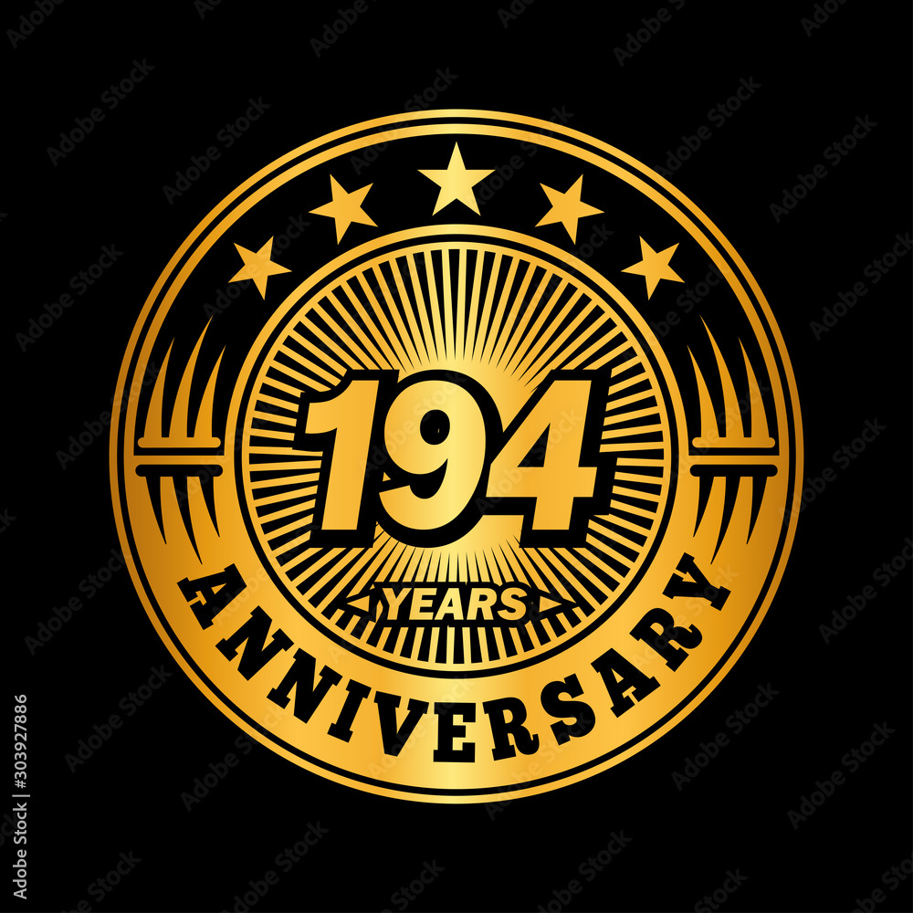 194 years anniversary celebration logo design. Vector and illustration.