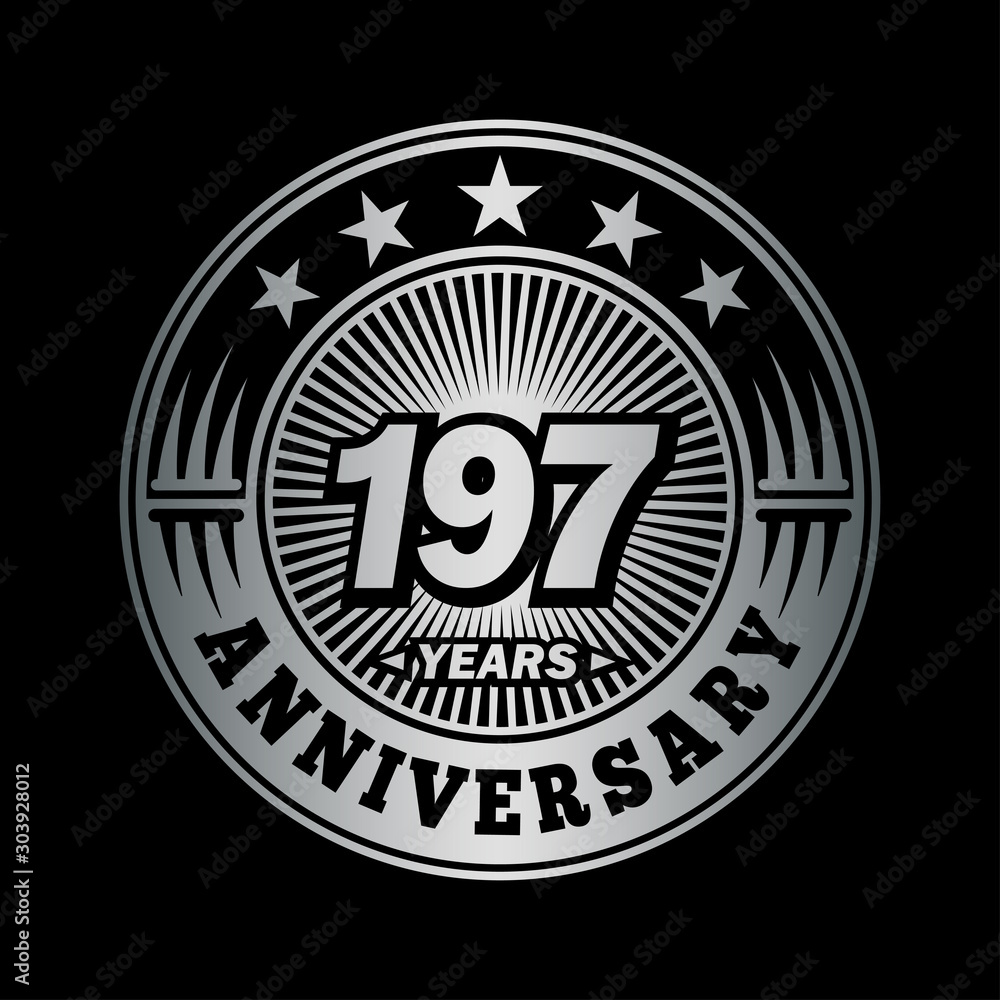 197 years anniversary celebration logo design. Vector and illustration.