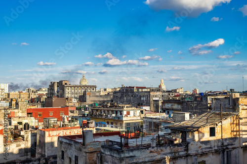 View from a rooftop terrace over the Center of Havana in Cuba