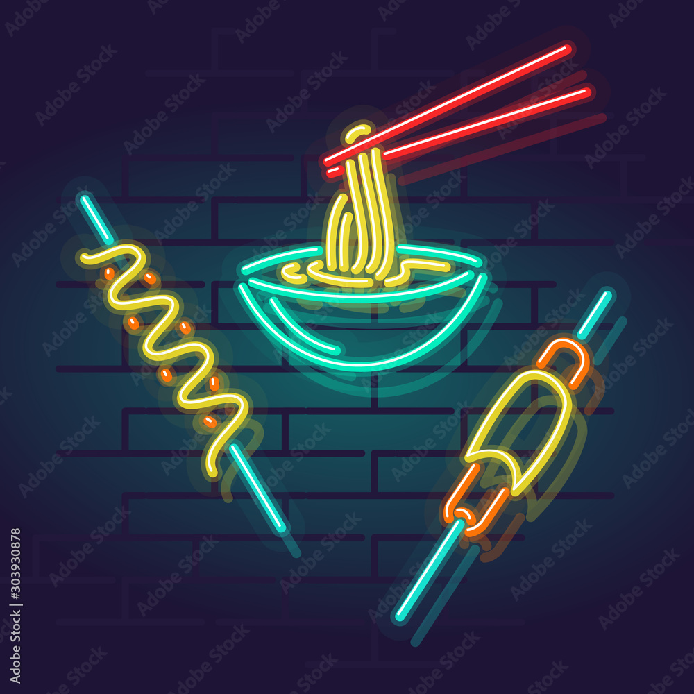 Fotografie Neon korean street food