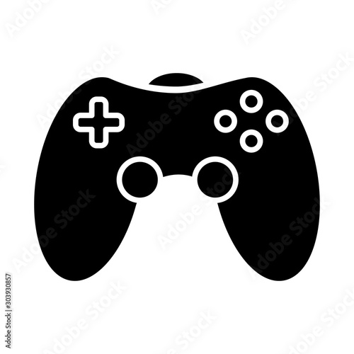 Game room glyph icon. Gamepad. Video game controller. Community recreation area. Room for spending time with friends. Joystick. Silhouette symbol. Negative space. Vector isolated illustration