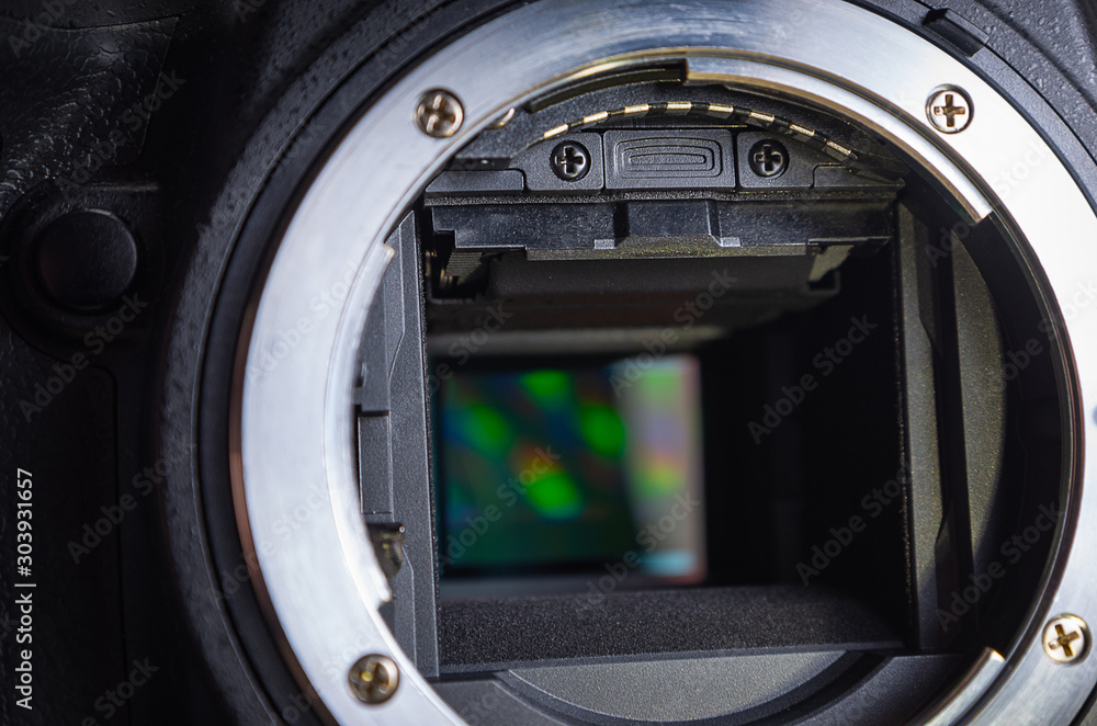 close-up digital SLR camera sensor, selective focus close-up digital SLR camera sensor, selective focus