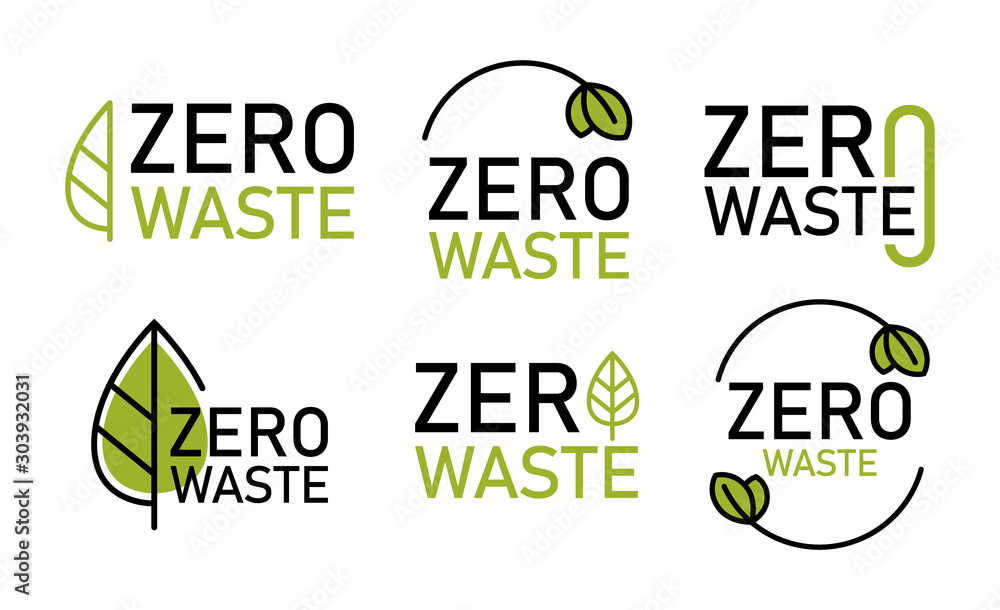 Zero waste logo set, environment protection. Reduce, reuse, recycle. No ...