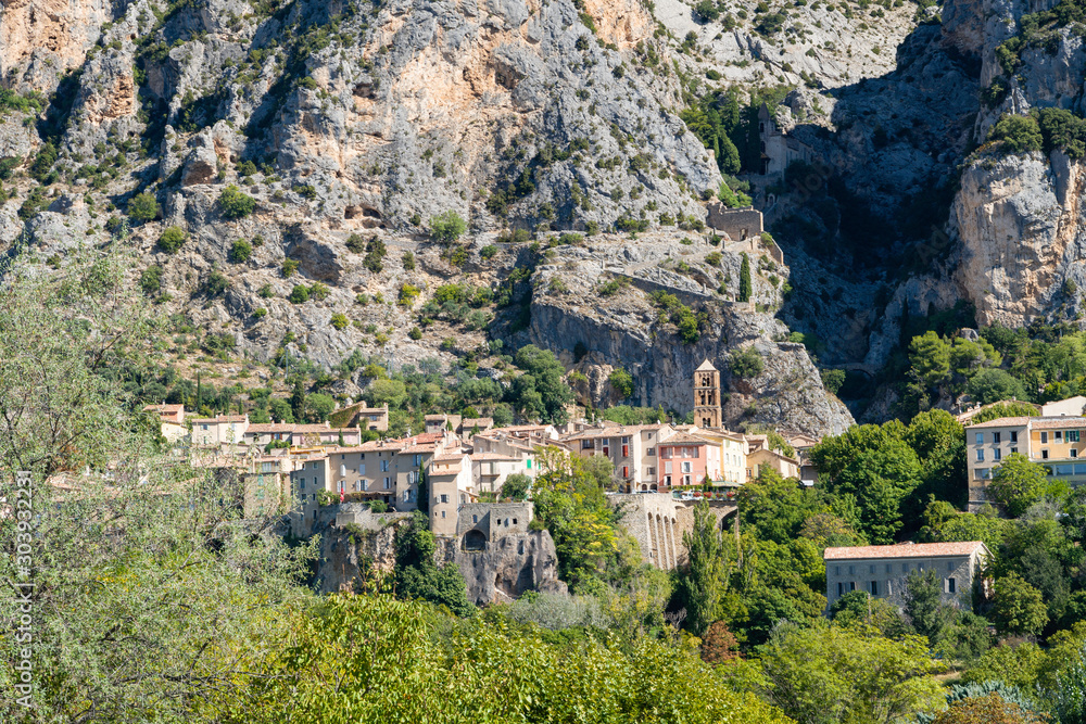 The village Moustiers St. Marie, Provence, Provence-Alpes-Cote d'Azur, France