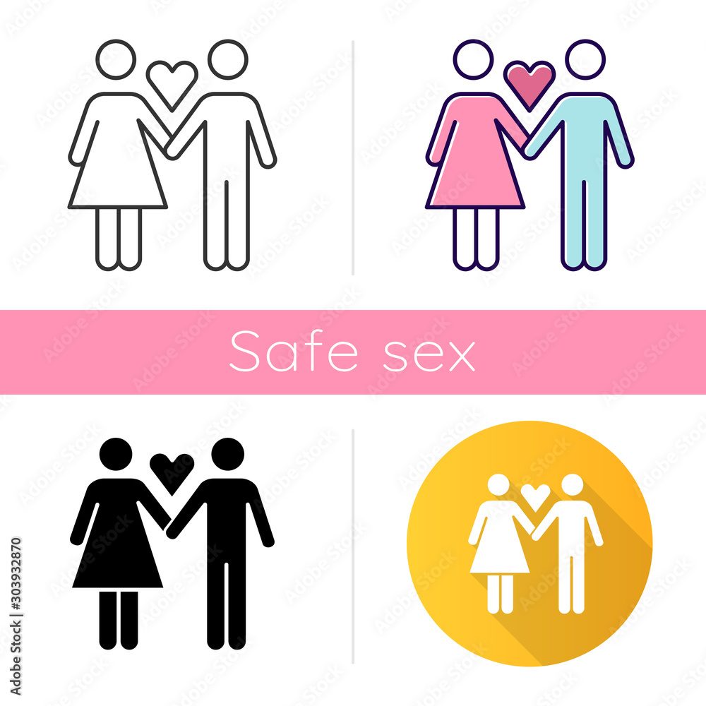 Only one partner icon. Girlfriend and boyfriend. Woman and man in love. Safe sex. Partner, lover. Monogamy for healthy sexlife