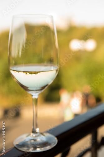 glass of white wine in an isolated background.