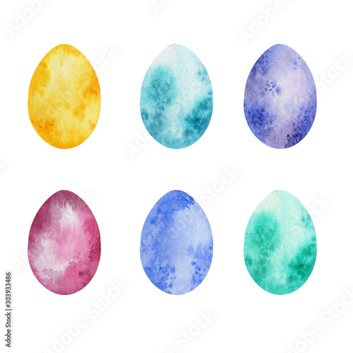 Watercolor set of Easter eggs