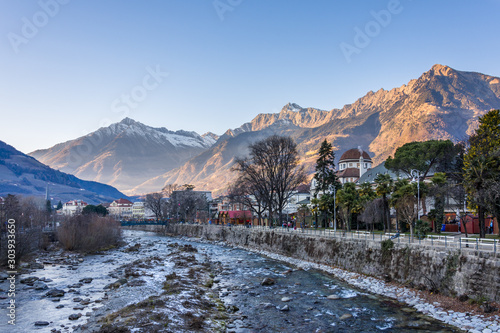 Merano Christmas market in the late afternoon, Trentino Alto Adige