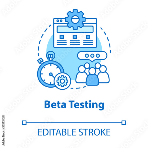 Beta testing turquoise concept icon. Software development stage idea thin line illustration. Application perfomance verification. IT project managment. Vector isolated outline drawing. Editable stroke