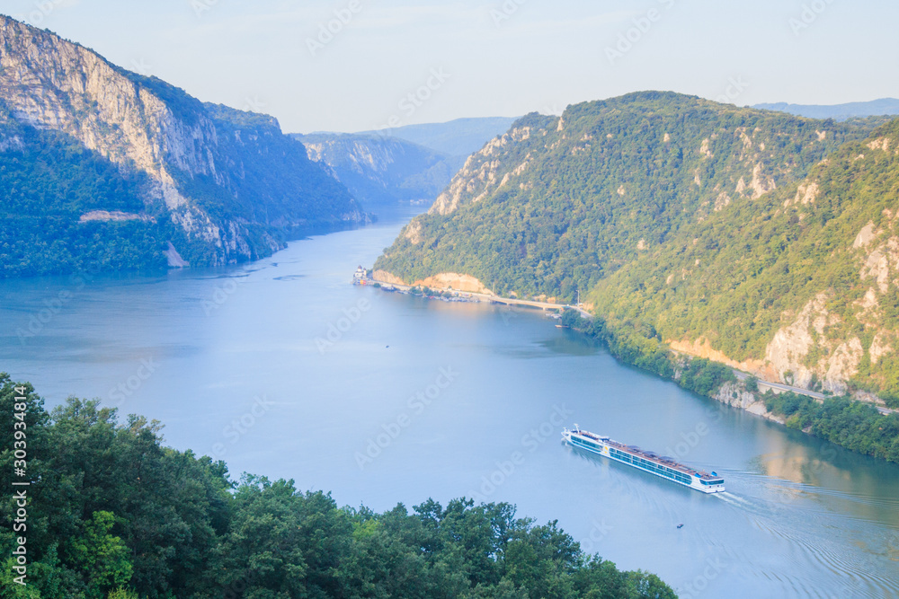 Danube river summer landscape