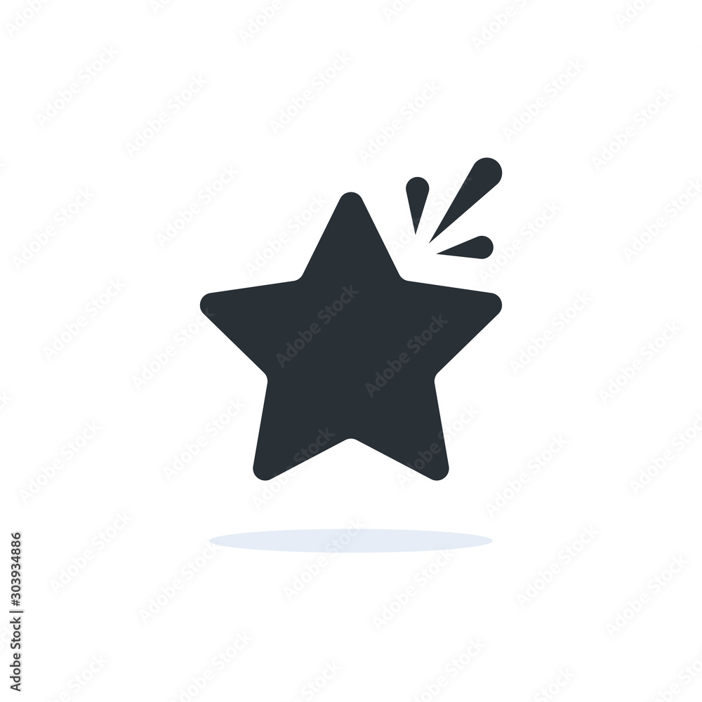 flat vector image on white background, star icon with shadow flat vector image on white background, star icon with shadow