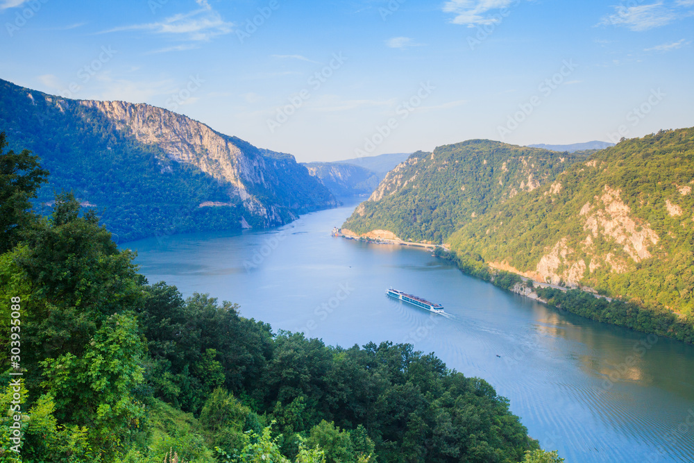 Danube river summer landscape