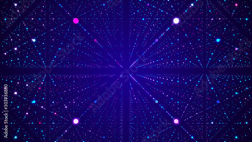 Visualization musical sounds. Abstract technology background. Artificial intelligence. Science background. Big data visualization. 3D rendering.