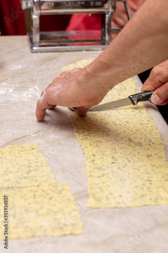 Process of making pasta with herbed pasta dough