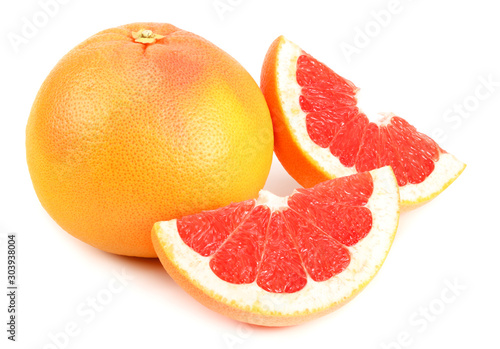 healthy food. grapefruit with slices isolated on white background