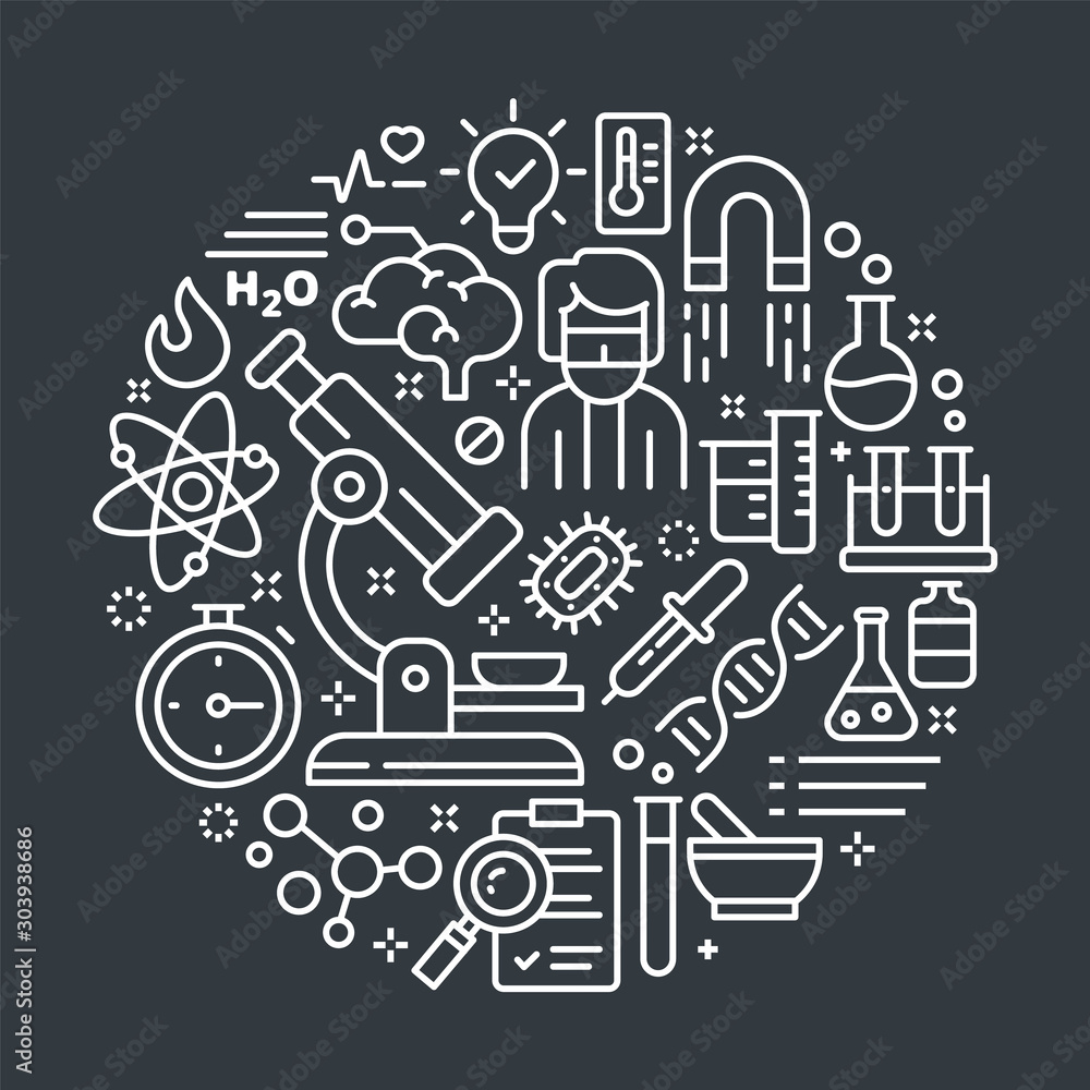Laboratory & Science Outline Illustration Concept. Laboratory & Science Outline Illustration Concept.