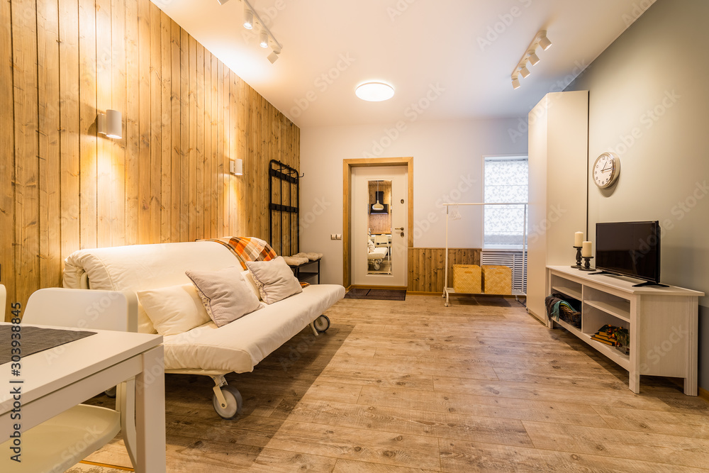 Fototapeta premium Beautiful modern studio home interior. New design.