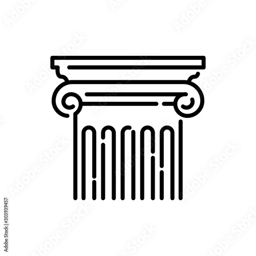 Símbolo museo. Icono plano lineal detalle de columna en color negro photo