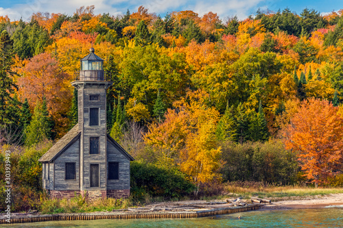 Picture Rock Boat Cruise; Munising, Michigan; East Channel Lighthouse on Grand Island photo