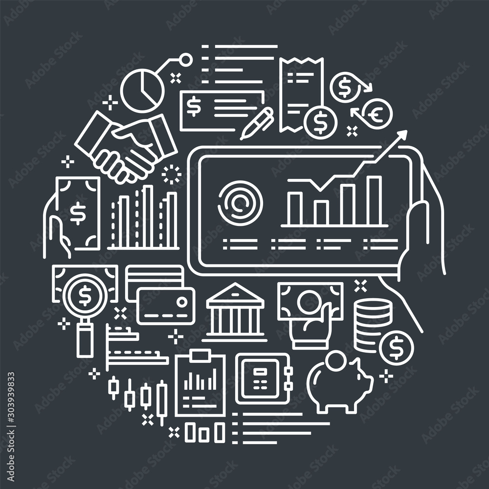 Business & Finance Outline Illustration Concept. Business & Finance Outline Illustration Concept.
