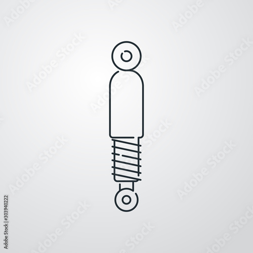 Icono plano lineal amortiguador en fondo gris