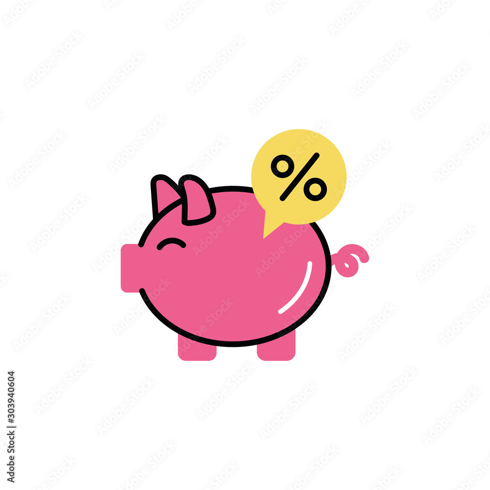 piggy savings with percent symbol icon piggy savings with percent symbol icon