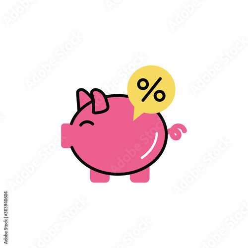 piggy savings with percent symbol icon