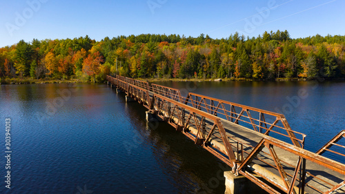 Pedestrian Bridge Lake Crossing Adirondack State Park New York photo