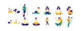 Variety avatar people icon set pack vector design