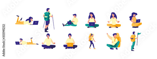 Variety avatar people icon set pack vector design