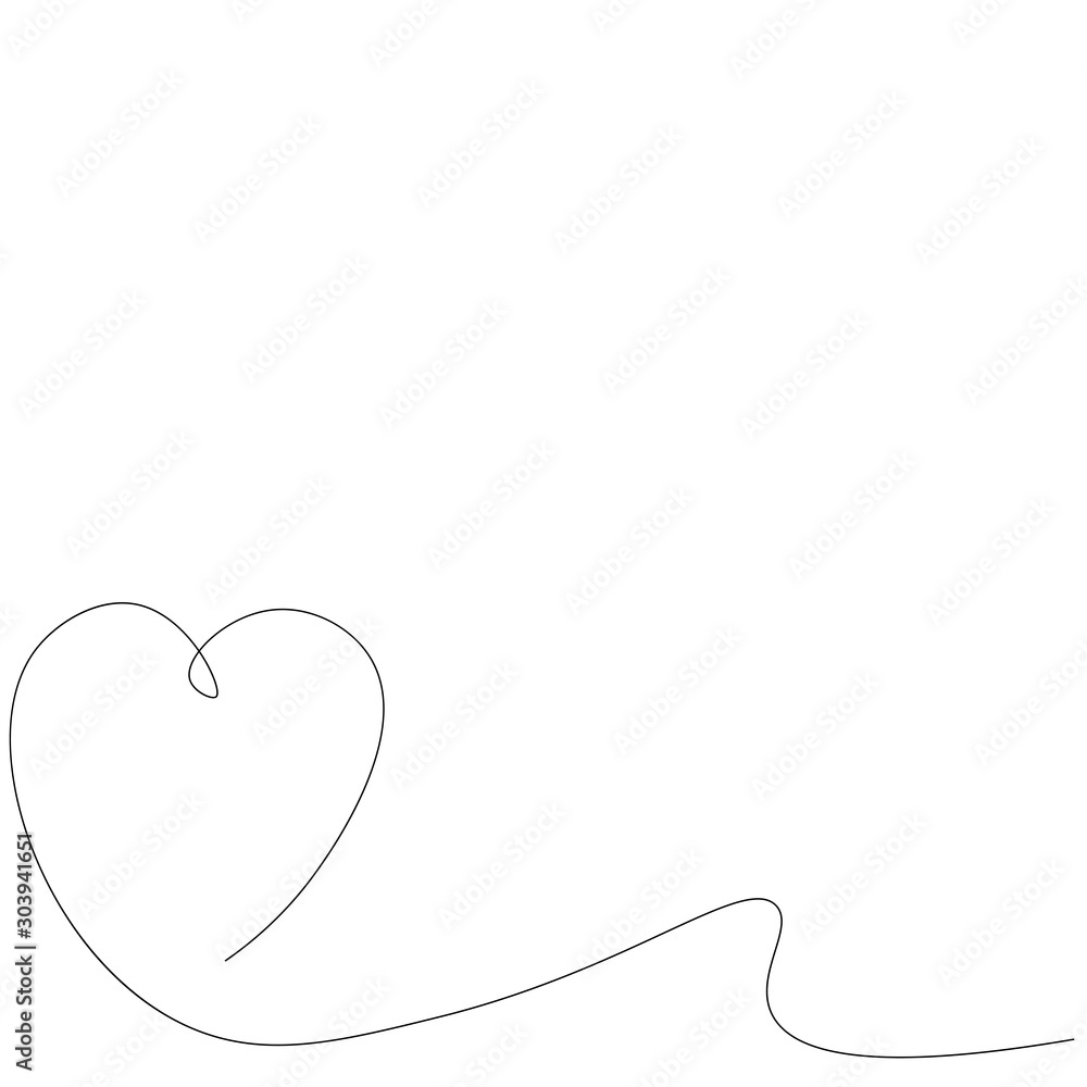 Heart background line drawing design, vector illustration