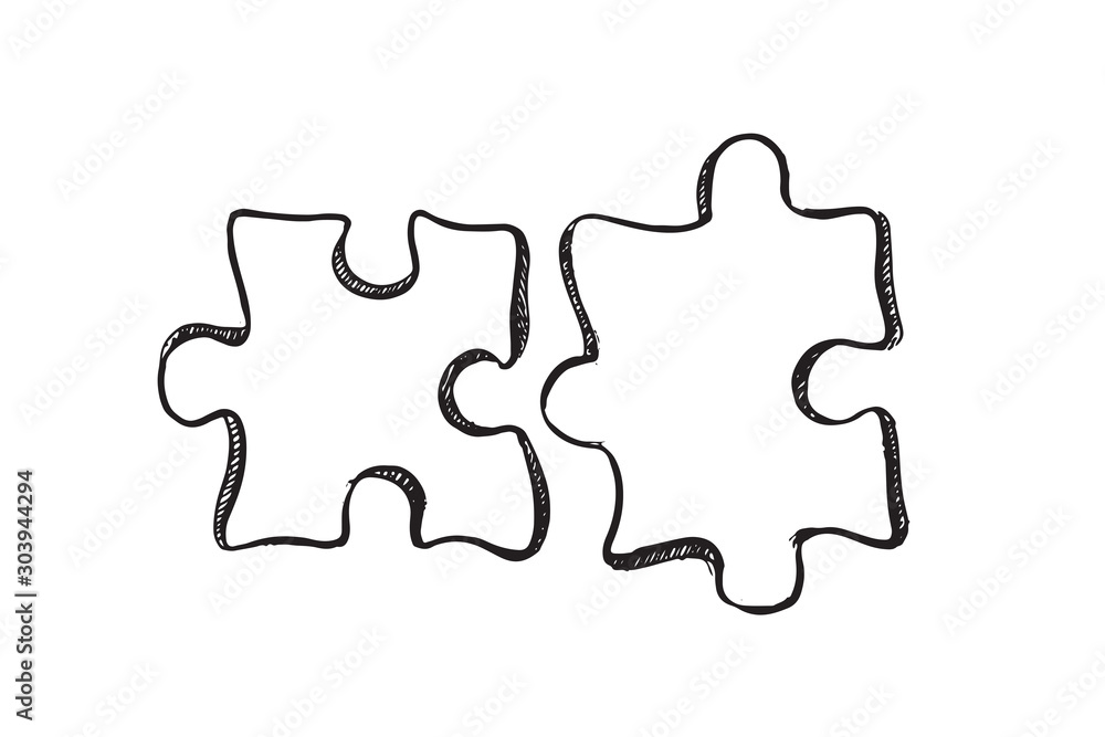 Puzzle sketch. Hand drawn illustration Puzzle sketch. Hand drawn illustration