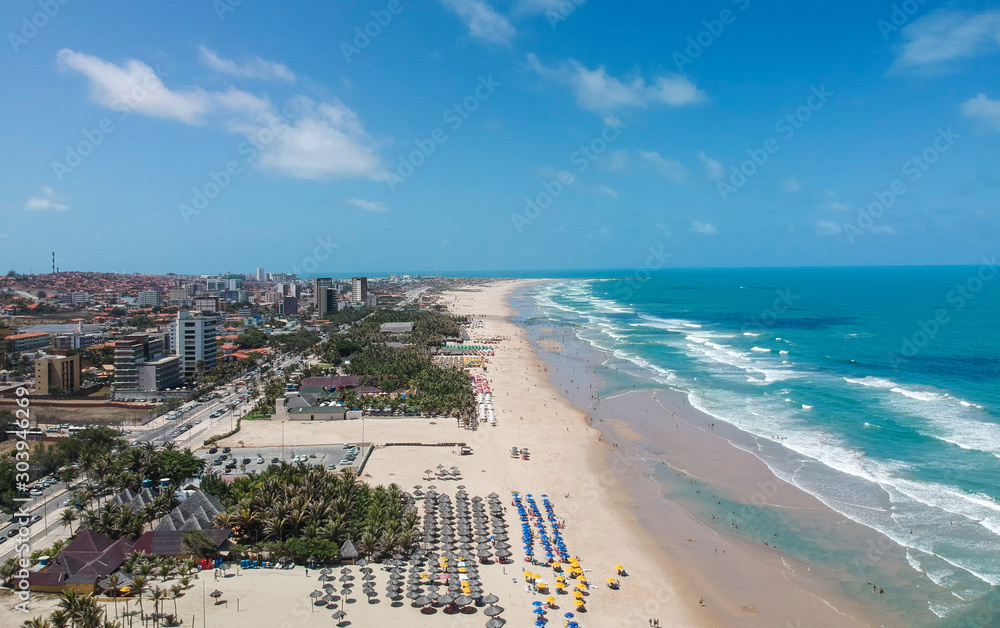 Praia do Futuro em Fortaleza, Ceará, Brasil. Vista aérea