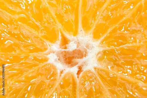 the core of a cut orange close up